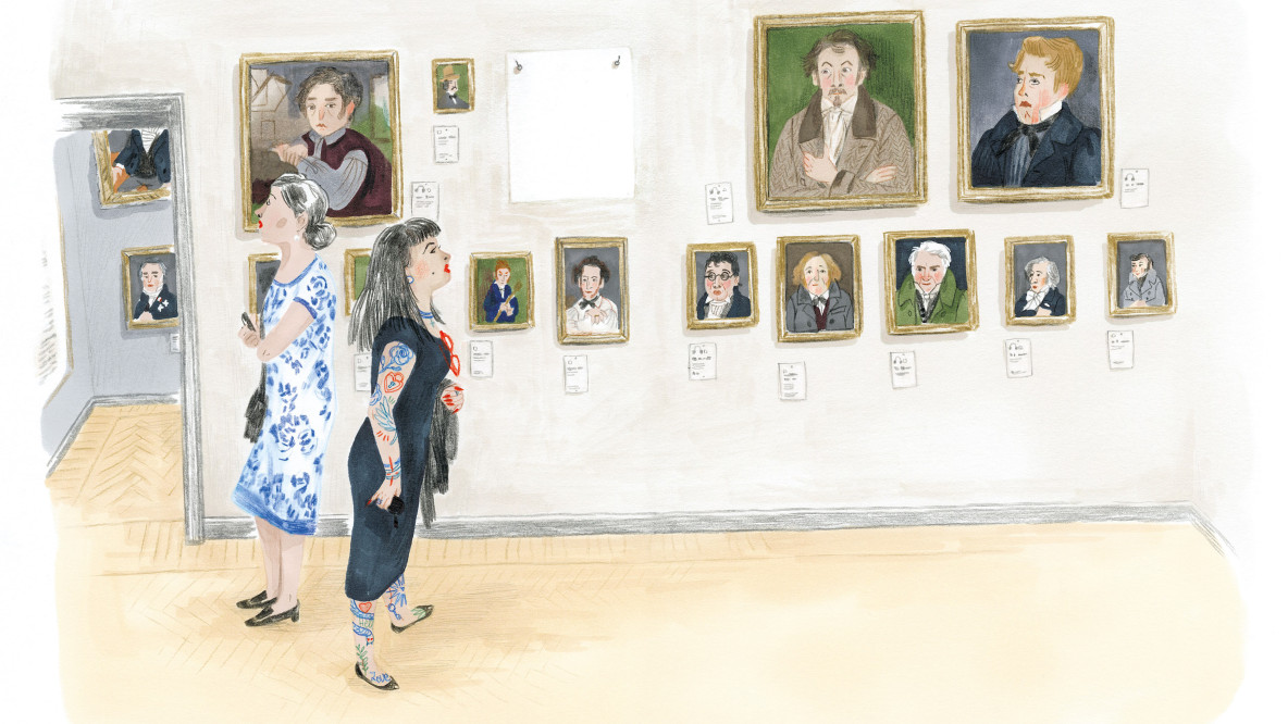 © Illustrazione di Vessela Nikolova, tratta da Al museo (teso di Susanna Mattiangeli, Topipittori 2020) 